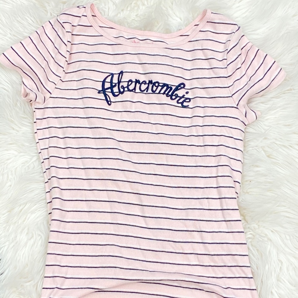 Abercrombie girls pink stripes top